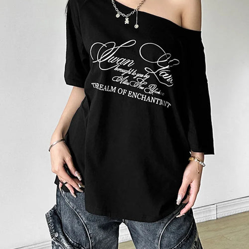 Load image into Gallery viewer, Casual Relax Woman T-shirt Letter 2025 Women Hot New Versatile Street Atmosphere Style Fashionable Chick Summertime Tops
