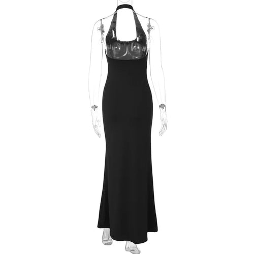 Load image into Gallery viewer, Halter Backless Sexy Maxi Dress Women Gown Summer New Solid U Neck Sleeveless High Waist Long Dress Elegant 2025
