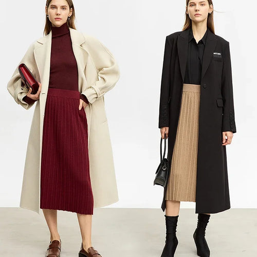 Load image into Gallery viewer, Minimalist Skirts for Women 2025 Winter New Christmas Warm Commuter Basics Pleated Knit Loose A-Line Solid Skirt 12323177
