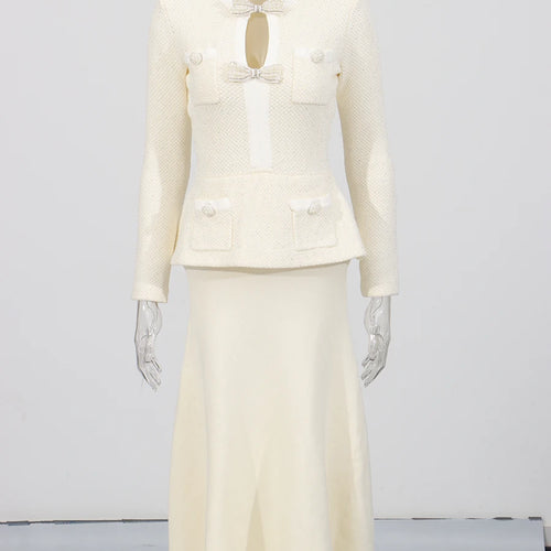 Load image into Gallery viewer, Slimming Spliced Bowknot Fake Two Pieces Dresses for Women Round Neck Long Sleeves Patchwork Pockets Dress Female
