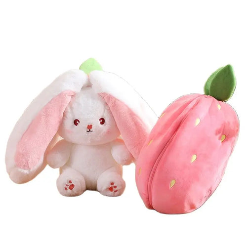 Load image into Gallery viewer, Funny  Strawberry Carrot Rabbit Plush Toy Stuffed Creative Bag into Fruit Transform Baby Cuddly Bunny Plushie Doll For Kids
