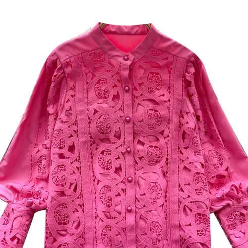 Load image into Gallery viewer, French Women Solid Lace Single Breasted Shirt 2024 Spring Autumn Vintage Ladies Long Sleeve Festival Blouses Fashion Tops Simple
