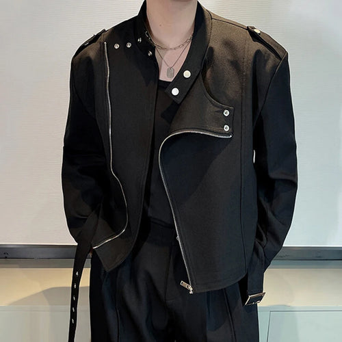 Load image into Gallery viewer, Men&#39;s Jacket New Spring Korean Solid Color Slant Zipper Handsome Design Male Stand Collar Casual Stylish Clothing 9W1413
