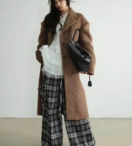 High Elastic Waist Gray Plaid Big Pocket Long Casual Pants New Trousers Women Fashion Tide Spring Autumn 2025 1DH8256