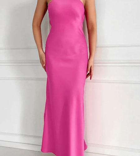 Sexy Backless Hanging Collar Dress For Women 2024 Summer New 2024 Sleeveless Fishtail Dress Holiday Party Evening Dress