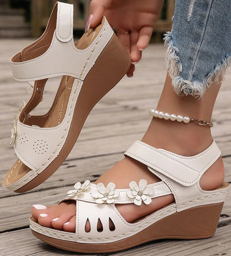 Women's Sandals 2025 New Wedges Heels Sandals For Summer Shoes Women Luxury Flower Sandalias Mujer Soft Heeled Summer Footwear