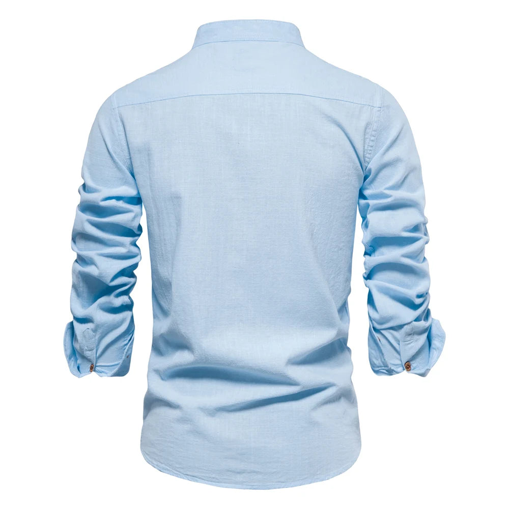 100% Cotton Social Shirt Men Solid Color Long Sleeve High Quality Brand Shirt for Men Spring Stand Casual Men's Shirts