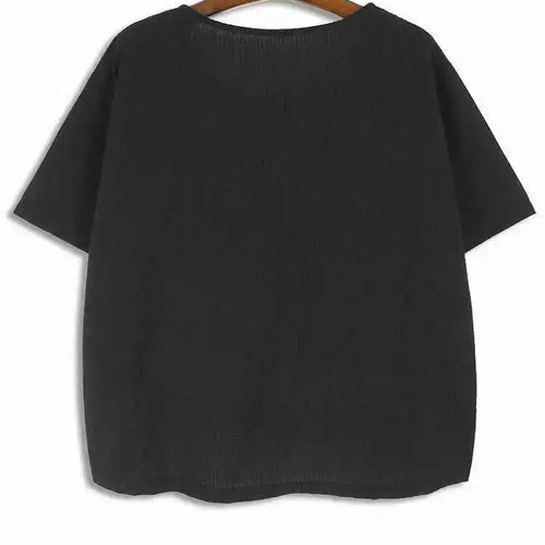 Load image into Gallery viewer, Women Yellow Irregular Pleated Big Size Casual T-shirt New Round Neck Short Sleeve Fashion Tide Spring Summer 2025 1DH5679
