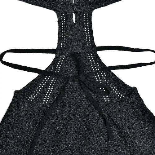 Load image into Gallery viewer, Hollow Out Halter Sexy Mini Dress Women Summer New Sleeveless Backless Skinny Club Party Knit Tank Dress Vestido
