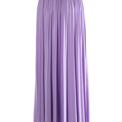 Load image into Gallery viewer, High Elastic Waist Purple Rhinestones Pleated A-line Half-body Skirt Women Fashion Tide New Spring Autumn 2025 1DJ1032
