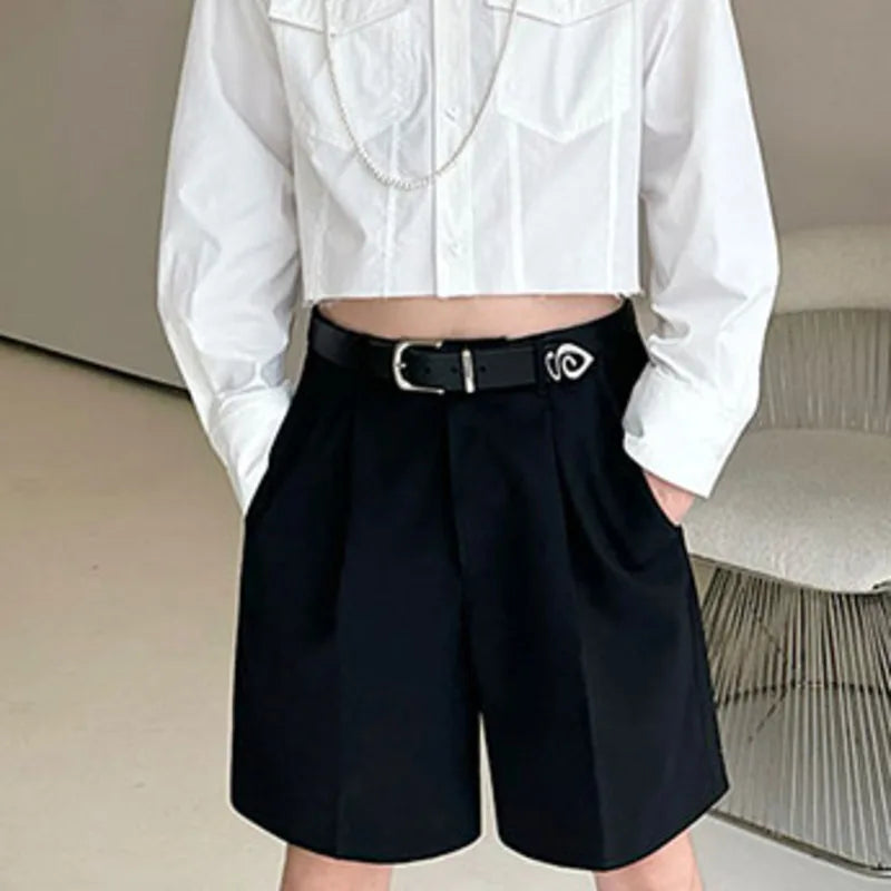 Summer Male Shorts Three Dimensional Cutting Versatile Casual Short Suit Pants Shorts Simple Pocket Male Trend 9C5671