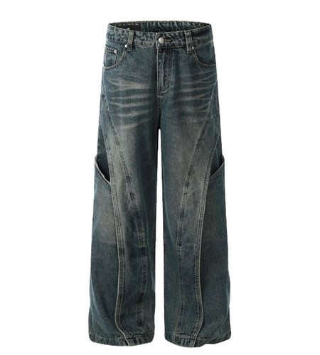 Men's Jeans New High Street American Style Splicing Design Niche Casual Distressed Trendy Worn-out Male Trousers 9W1770