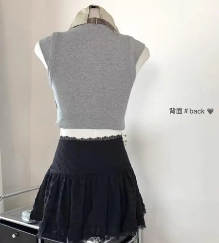 White Elegant High Waist Lace Mini Cake Skirt For Women Girl Kawaii Fairy Short Skirt Spring Summer Korean Fashion Clothing Chic