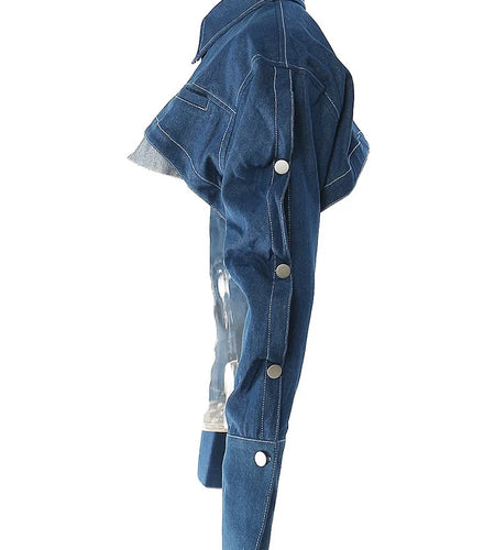 Loose Fit Denim Blue Shaped Short Casual Jacket New Lapel Long Sleeve Women Coat Fashion Tide Spring Autumn 2025 17A8858