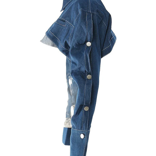Load image into Gallery viewer, Loose Fit Denim Blue Shaped Short Casual Jacket New Lapel Long Sleeve Women Coat Fashion Tide Spring Autumn 2025 17A8858
