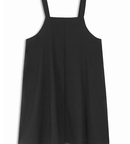 Women Black Color-block Pleated Big Size  Strap Dress New Square Collar Sleeveless Fashion Tide Spring Autumn 2025 1DH6342