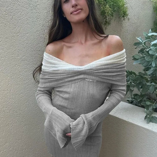 Load image into Gallery viewer, Off-shoulder Long Sleeve Sexy Mini Dress For Women Autumn New Strapless Backless Bodycon Club Party Sexy Dress Elegant
