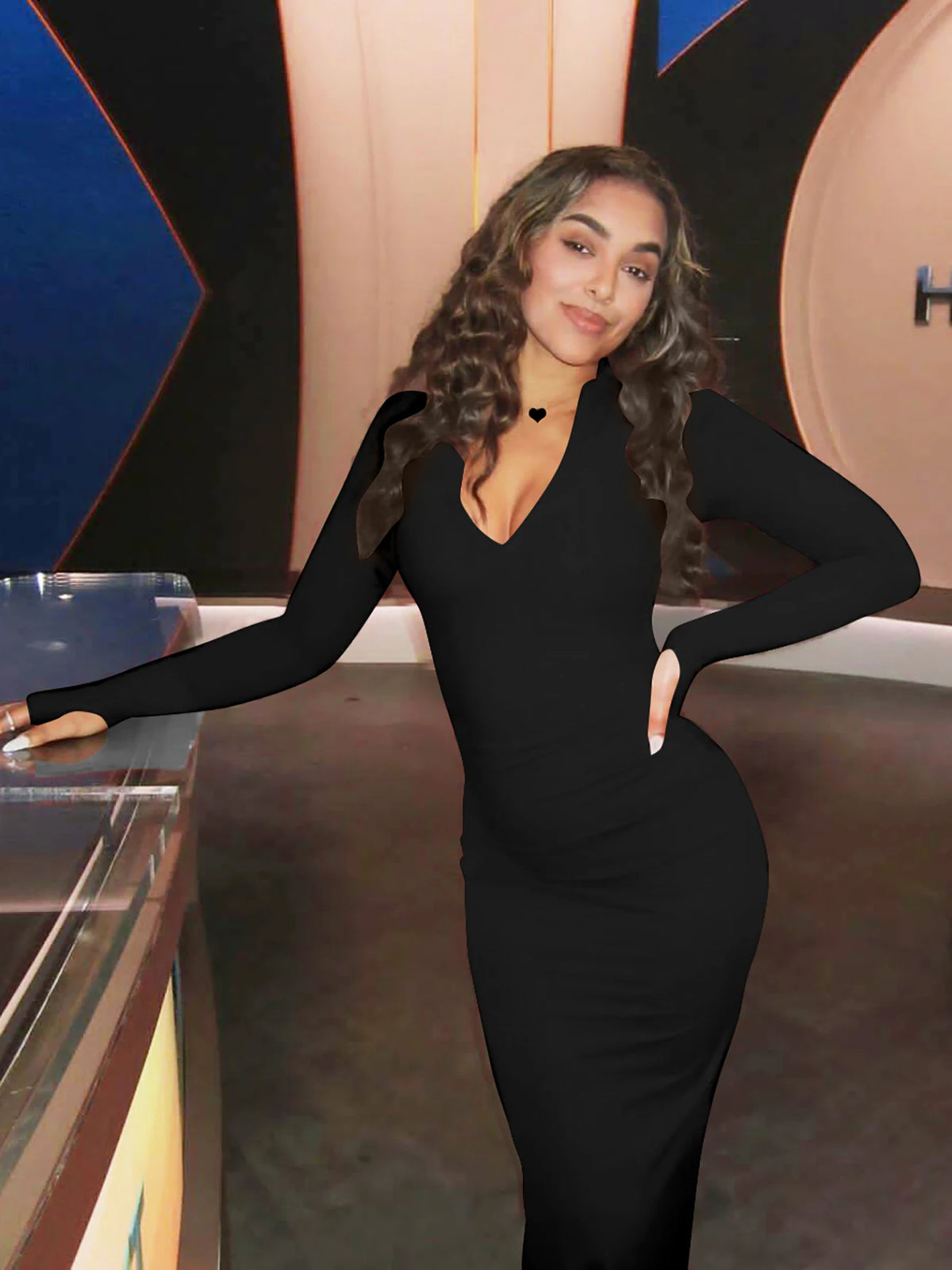 Polo Neck Long Sleeve Ruched Sexy Bodycon Sexy Bodycon Maxi Dress Fall Women Y2K Outfits Streetwear Birthday Party