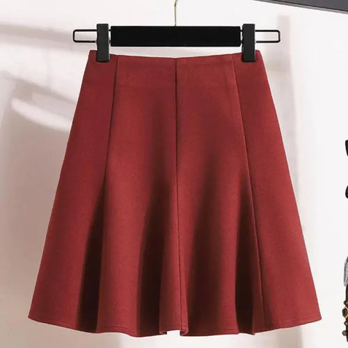Load image into Gallery viewer, Solid Elegant Zippered Woolen Short Skirt Ladies 2023 Autumn Winter Women's High Waist Korean Plus Size Party Mini Pleated Skirt
