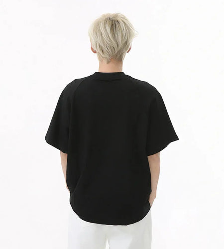 Men's Short Sleeve T-shirts New Korean Summer Solid Color Deisgn Letter Embroidered Stylish Loose Pullover Male Top 9W1599