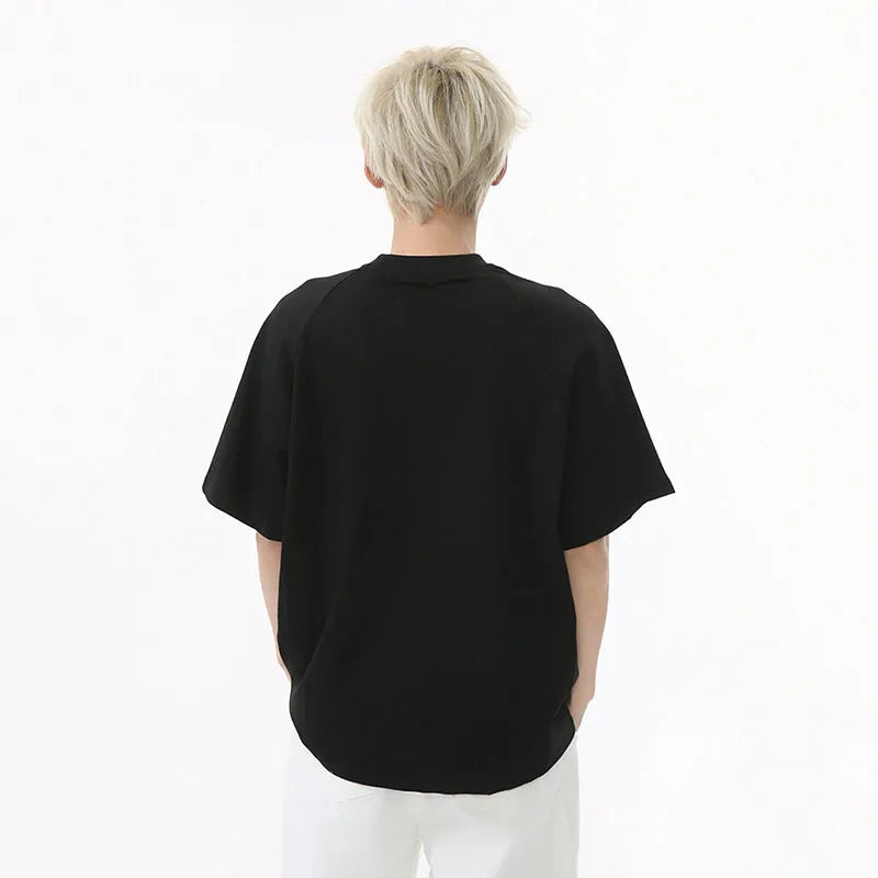 Men's Short Sleeve T-shirts New Korean Summer Solid Color Deisgn Letter Embroidered Stylish Loose Pullover Male Top 9W1599