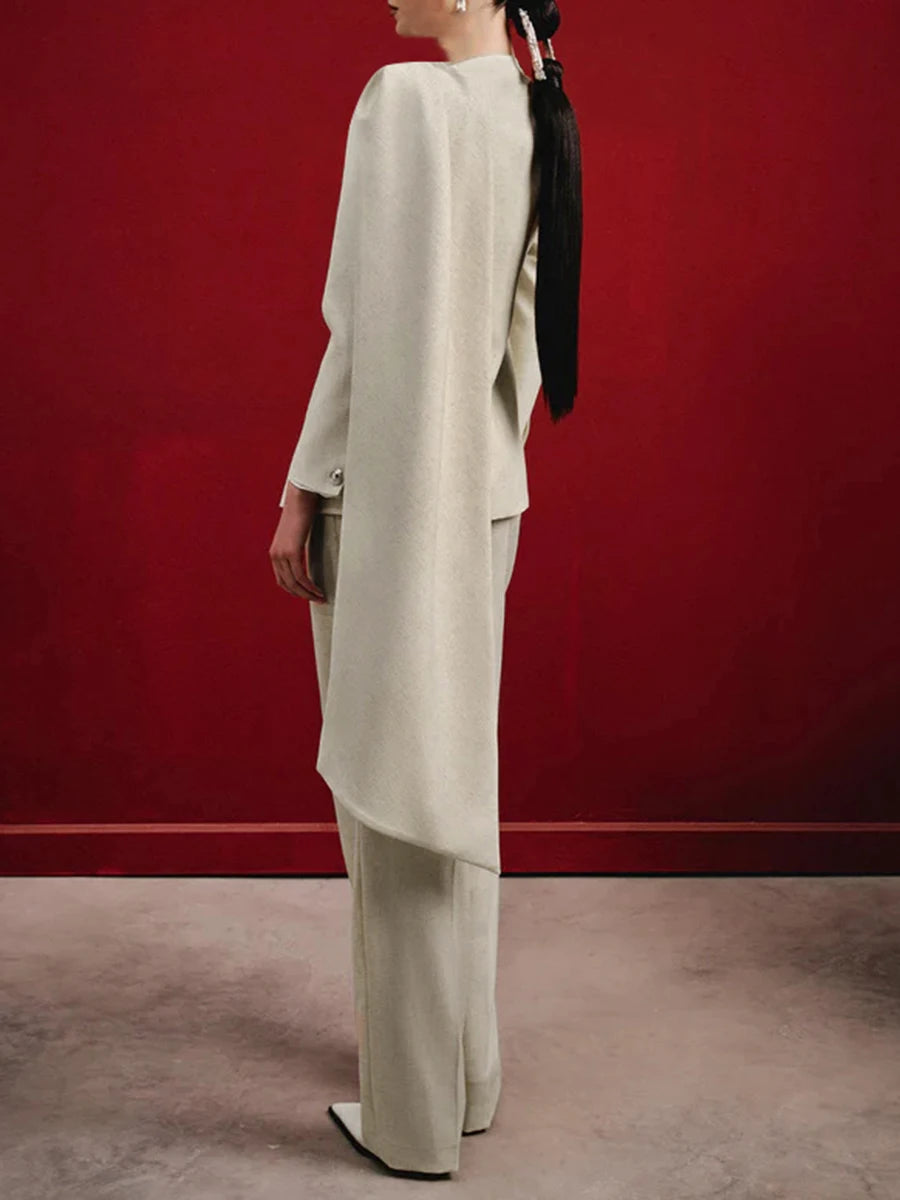 Minimalist Spliced Button Temperament Jackets for Women Round Neck Long Sleeves Patchwork Ribbon Jacket Female New