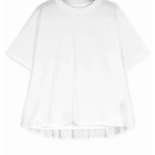 Load image into Gallery viewer, Women Blue Back Mesh Ruffles Big Size Casual T-shirt New Round Neck Short Sleeve Fashion Tide Spring Summer 2025 1DJ0181
