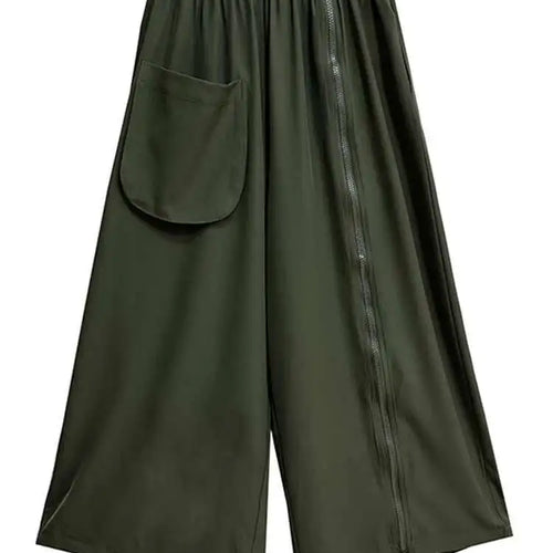 Load image into Gallery viewer, High Elastic Waist Army Green Zipper Slit Long Wide Leg Pants New Trousers Women Fashion Tide Spring Autumn 2025 1DH5683
