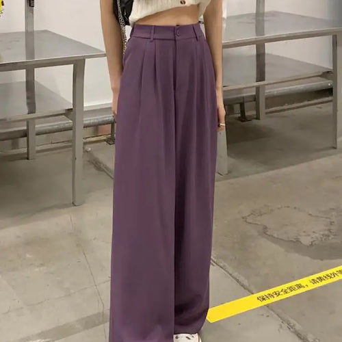 Load image into Gallery viewer, Purple Dropping Floor Pants For Women Spring Autumn 2023 Black High-waisted Suit Pants Versatile Straight Casual Yellow Trousers
