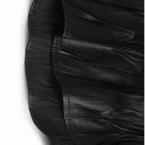 Load image into Gallery viewer, Women Black Pu Leather Pleated Big Size Mini Shirt Dress New Lapel Long Sleeve Fashion Tide Spring Autumn 2025 1DH7337
