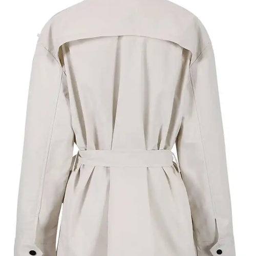 Load image into Gallery viewer, Women Beige Belted Big Size Trench New Stand Collar Long Sleeve Loose Windbreaker Fashion Tide Spring Autumn 2025 CPG0719
