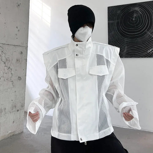 Load image into Gallery viewer, Deconstruction Mesh Splicing Jacket Male Thin Motorcycle Jackets Niche Design Punk Sun Protection 2025 Spring Tide 9C274
