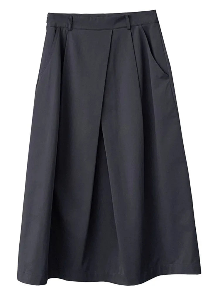 High Waist Apricot A-line Irregular Pleated Elegant Half-body Skirt Women Fashion Tide New Spring Autumn 2025 1DH3802