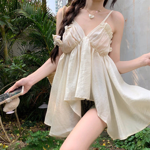 Load image into Gallery viewer, y2k Summer Tops for Women Solid Color V Neck Spaghetti Strap Sleeveless Asymmetrical Hem Camisole 2000s Clothing﻿
