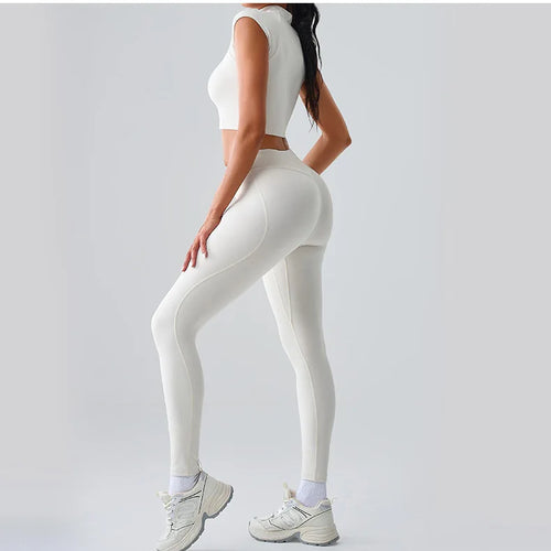 Load image into Gallery viewer, Women's Seamless Leggings Side Pockets Sports High Waist Hip Lifting Tummy Control GYM Tights Workout Fitness Elastic Yoga Pants
