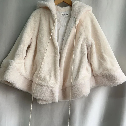 Load image into Gallery viewer, Winter Japanese Sweet Girly Lolita Cloak Coat Y2k Aesthetic Kawaii Bandage Outwear Vintage Casual Loose Cute Ears Hooded Jackets
