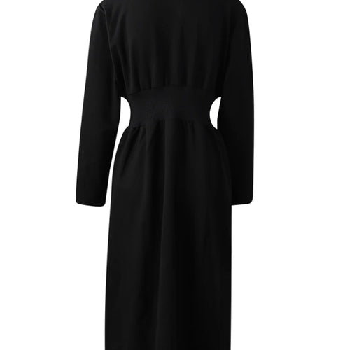 Load image into Gallery viewer, Women Black Zipper Irregular Hem Slit Midi Dress New Turtleneck Long Sleeve Fashion Tide Spring Autumn 2025 1DH9354
