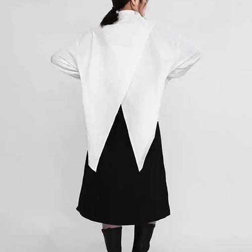 Load image into Gallery viewer, Women White Irregular Big Size Blouse New Lapel Long Sleeve Loose Fit Shirt Fashion Tide Spring Autumn 2025 1DE029900
