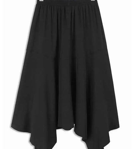 High Elastic Waist Black Irregular Hem Casual A-line Half-body Skirt Women Fashion Tide New Spring Autumn 2025 1DH6581
