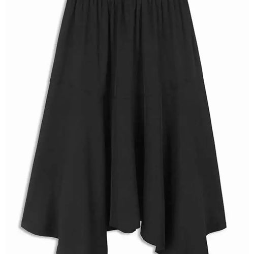 Load image into Gallery viewer, High Elastic Waist Black Irregular Hem Casual A-line Half-body Skirt Women Fashion Tide New Spring Autumn 2025 1DH6581
