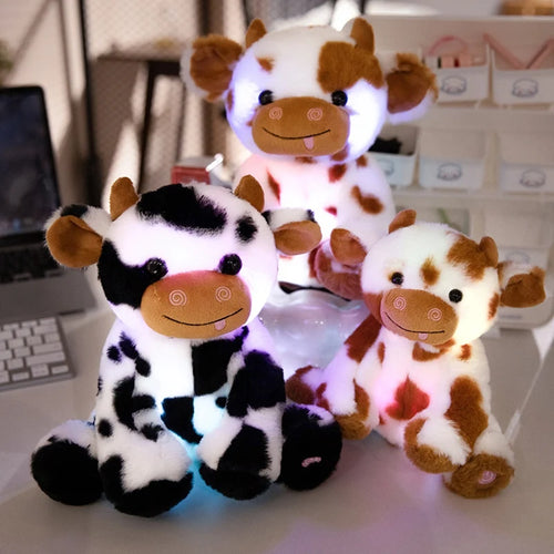 Load image into Gallery viewer, 1pc 20/25cm Cute Luminous Cow Plush Pillow Toy Kawaii Dairy Cattle Dolls Stuffed Soft Colorful Glowing Cow Nice Birthday Gift
