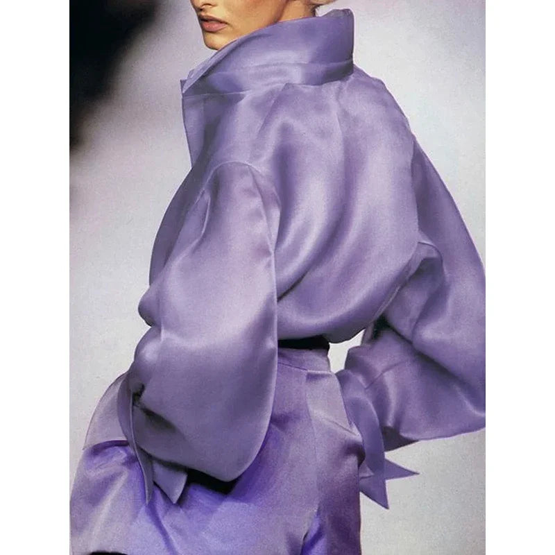 Women's Luxury Blouse Shirts Fall Clothes 2024 Woman False Two Split-Joint Lapel Autumn Evening Party Romantic Tops