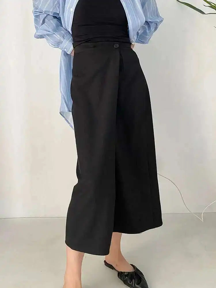 High Waist Black Irregular Spliced Long Elegant Half-body Skirt Women Fashion Tide New Spring Autumn 2025 1DF1470