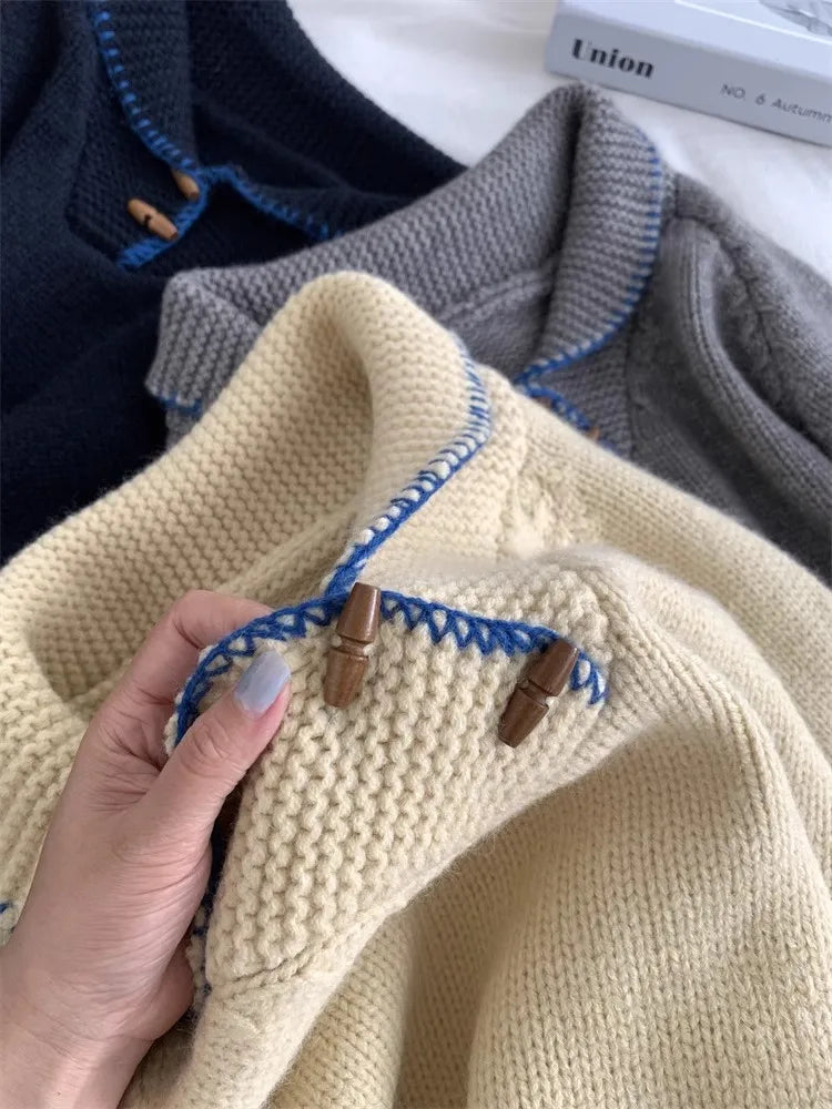 Korean Fashion 2024 New Solid Versatile Short Crochet Knitted Sweater Women Autumn Winter Long Sleeve Pullover Tops Streetwear