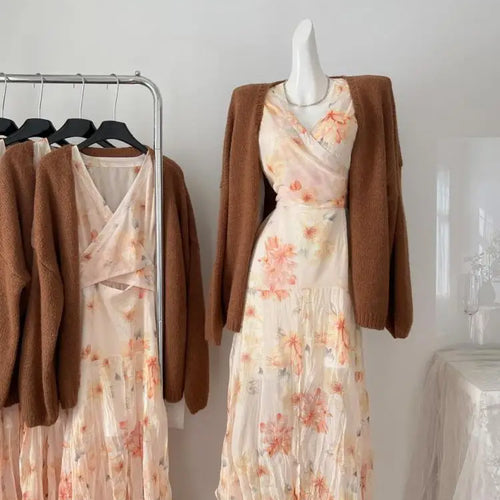 Load image into Gallery viewer, French Fashion Women's New Brown Long Sleeve Cardigan Sweaters Coat Autumn Winter V-neck Loose Crochet Knit Tops Casual Holiday
