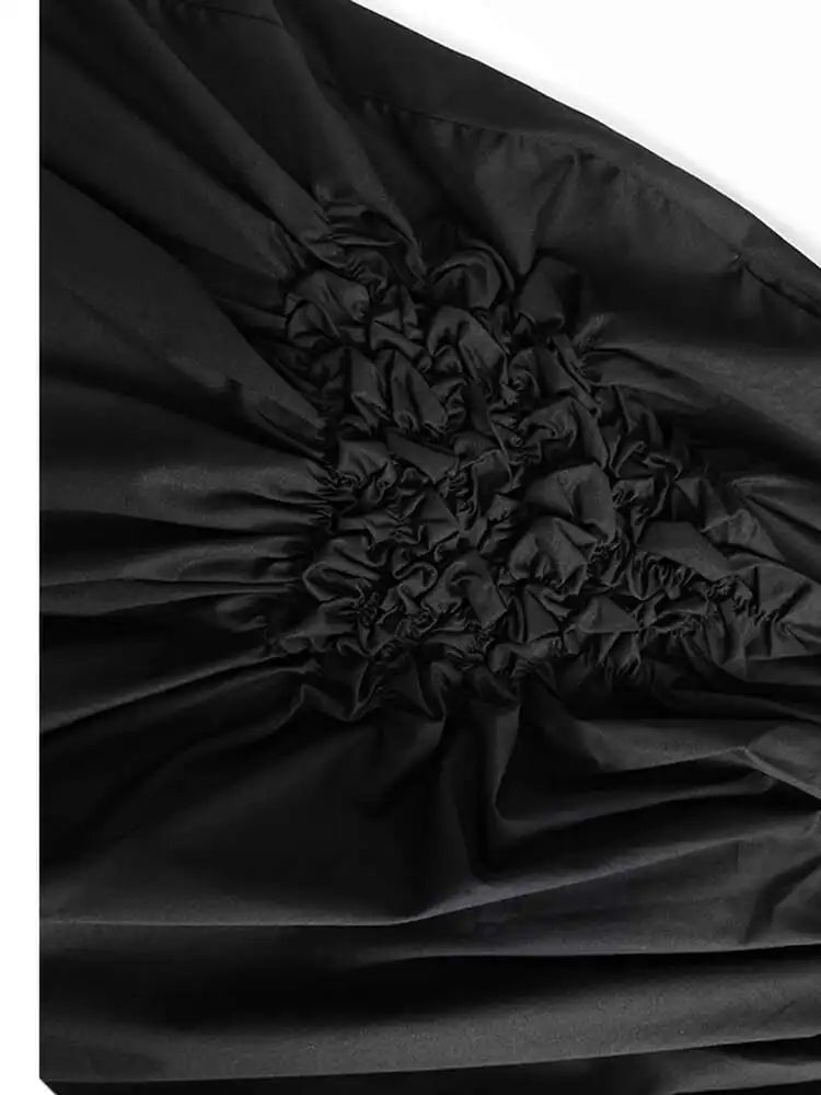 High Elastic Waist Black Irregular Pleated Design Casual Half-body Skirt Women Fashion Tide New Spring Autumn 2025 1DH5018