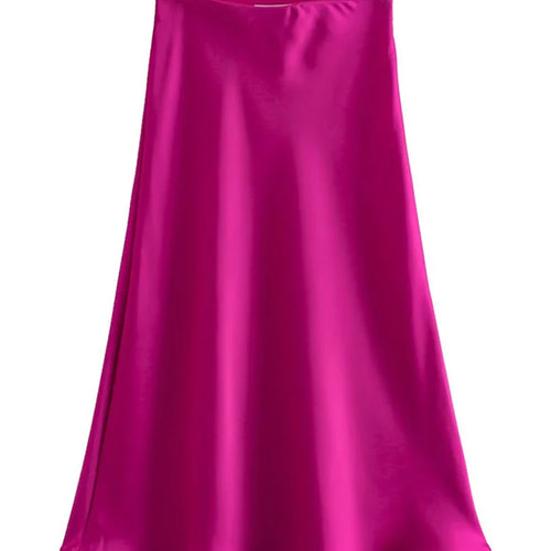 Load image into Gallery viewer, Hot Sale Solid Satin Elastic Waist Women A-Line Skirt Summer Female Slim Falda
