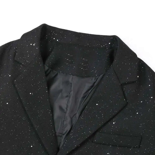 Load image into Gallery viewer, Women Black Shining Big Size Elegant Blazer New Lapel Long Sleeve Loose Fit Jacket Fashion Tide Spring Autumn 2025 CPG0664
