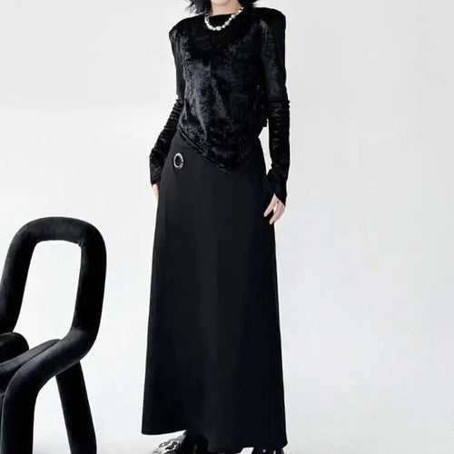 Load image into Gallery viewer, High Elastic Waist Black Metal Circle Irregular Wide Leg Pants New Trousers Women Fashion Tide Spring Autumn 2025 1DJ0262
