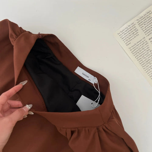 Load image into Gallery viewer, Vintage Women Brown A-line Long Skirts Spring Autumn Korean Fashion High Waist Elegant Hollow Out Simple Skirt Streetwear Trendy
